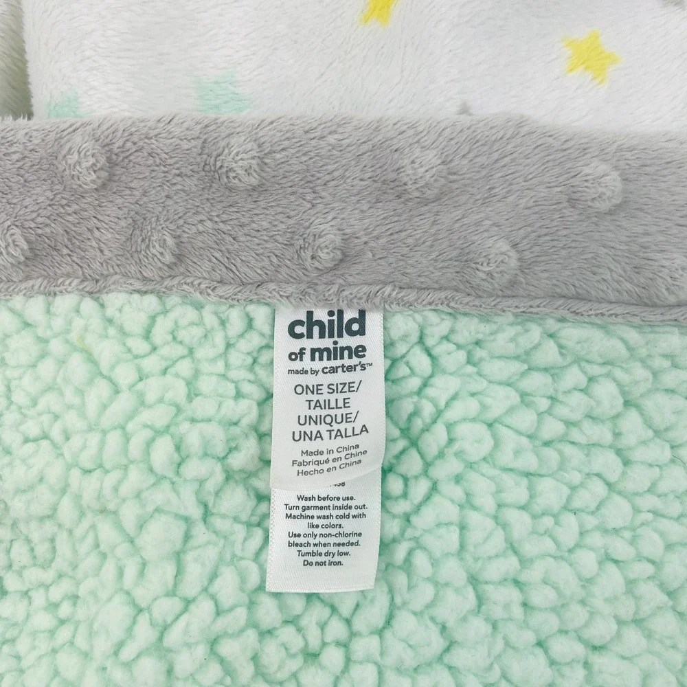 Carter's Child Of Mine Lamb Stars Green Sherpa Security Lovey Blanket 30
